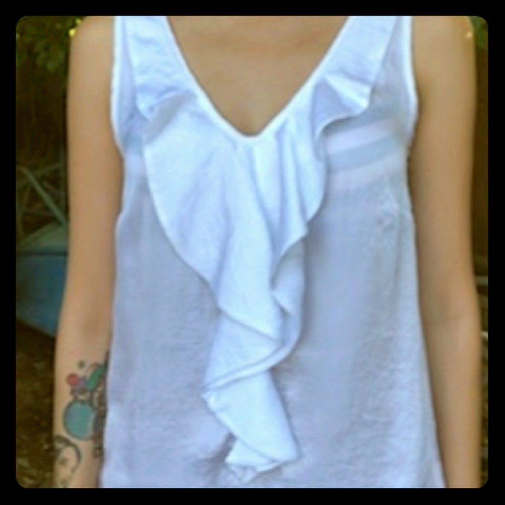 Michael Kors Ruffle Front V-Neck Tank